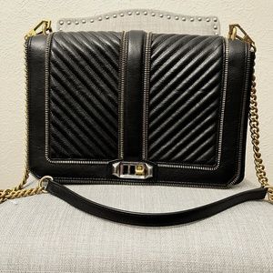 NWT Rebecca Minkoff Black Chevron Jumbo Love Crossbody